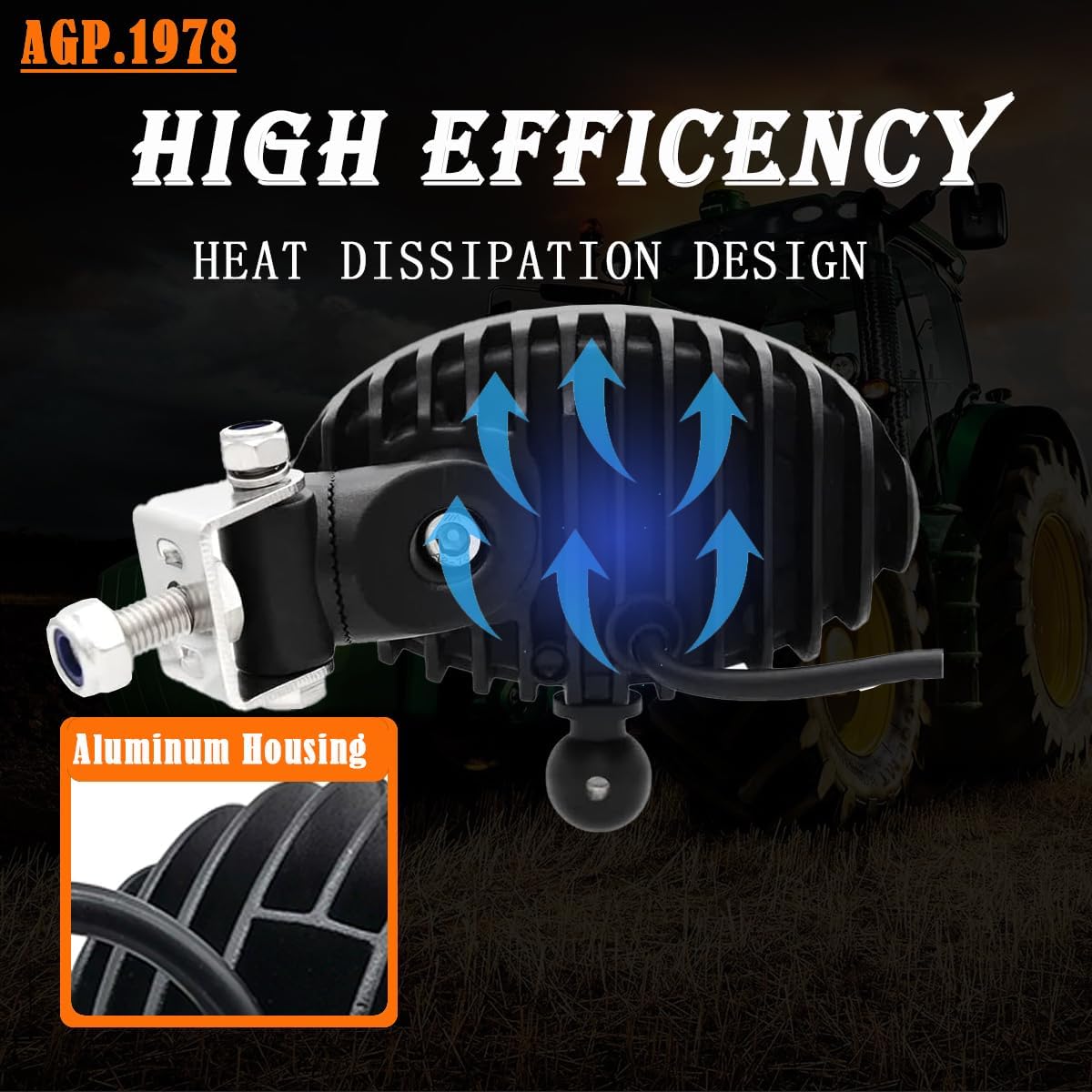 Oval 40W Tractor Cap Roof LED Work Light 12V Flood Compatible with Case TractorJD Cat Clear
