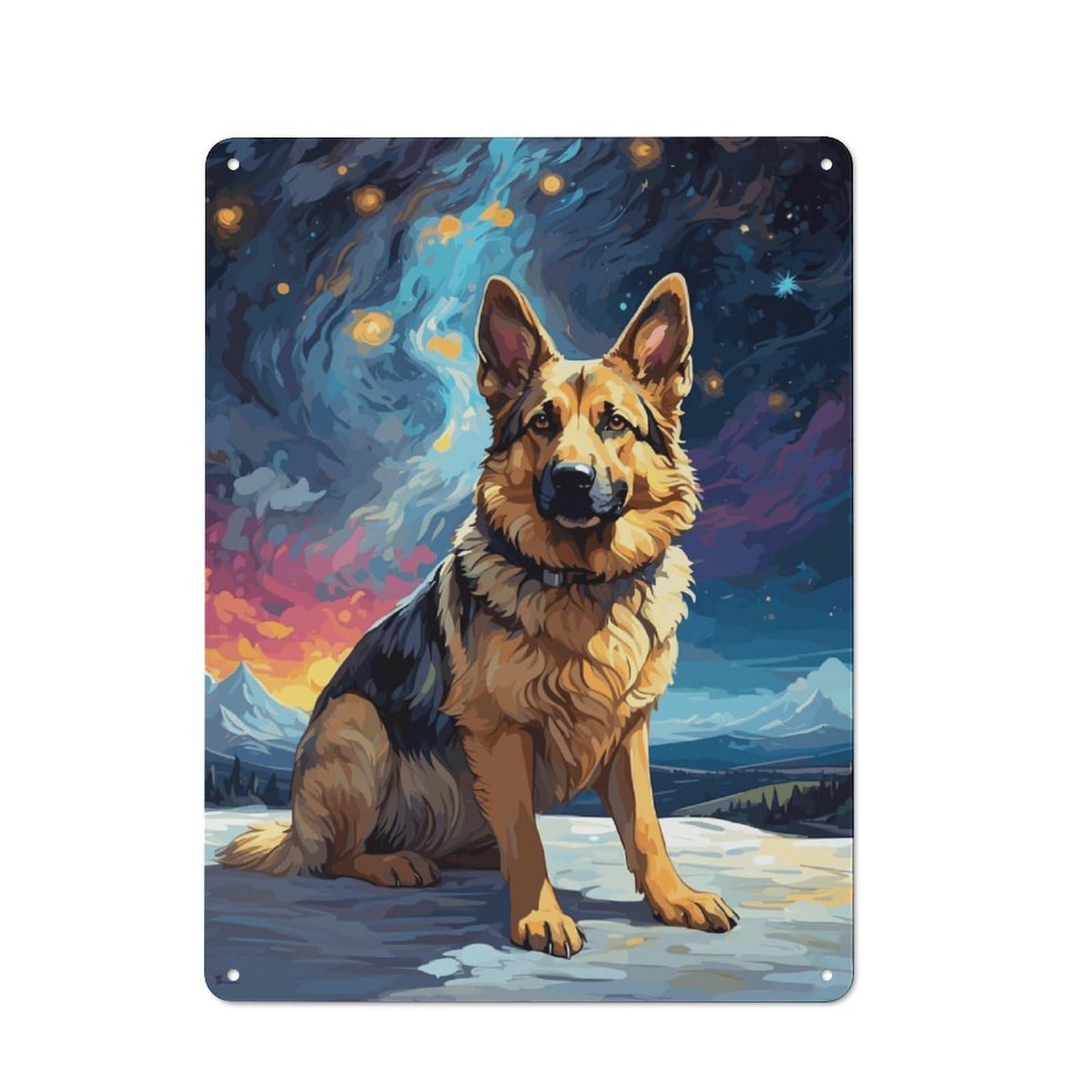 Vintage Metal Sign 40x30cm Featuring German Shepherd Dog, Home Bar Decor for Cafe, Pub, Workshop Or Home Bar