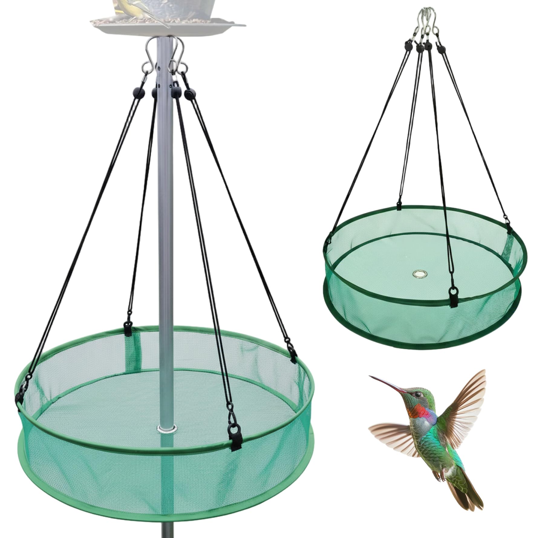 Bird Seed Catcher Tray, 20 Inch Seed Catcher for Bird Feeders with Mesh Bottom - Fits 1 Inch Poles for Outdoor Hanging Birds Feeders & Yard Cleanliness