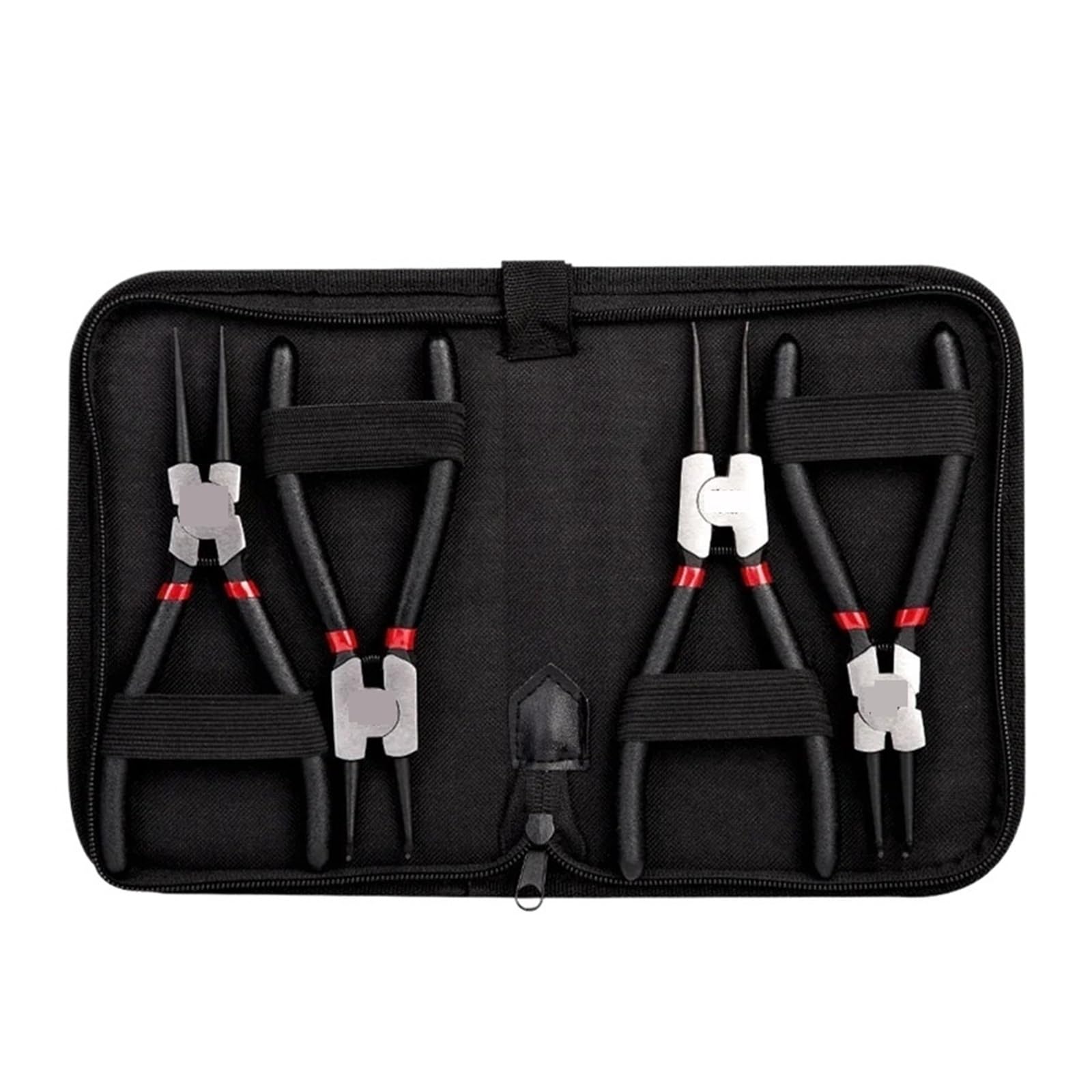 pinze Multifunzione Set di pinze for Anelli Elastici da 7" in 4 Pezzi, con Punta in Acciaio ad Alto tenore di Carbonio, con Ganasce dritte e piegate, Set di pinze manuali