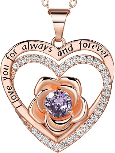 JIACHARMED Jewelry for Women Wife Infinity Rose Heart Birthstone I Love You Neck