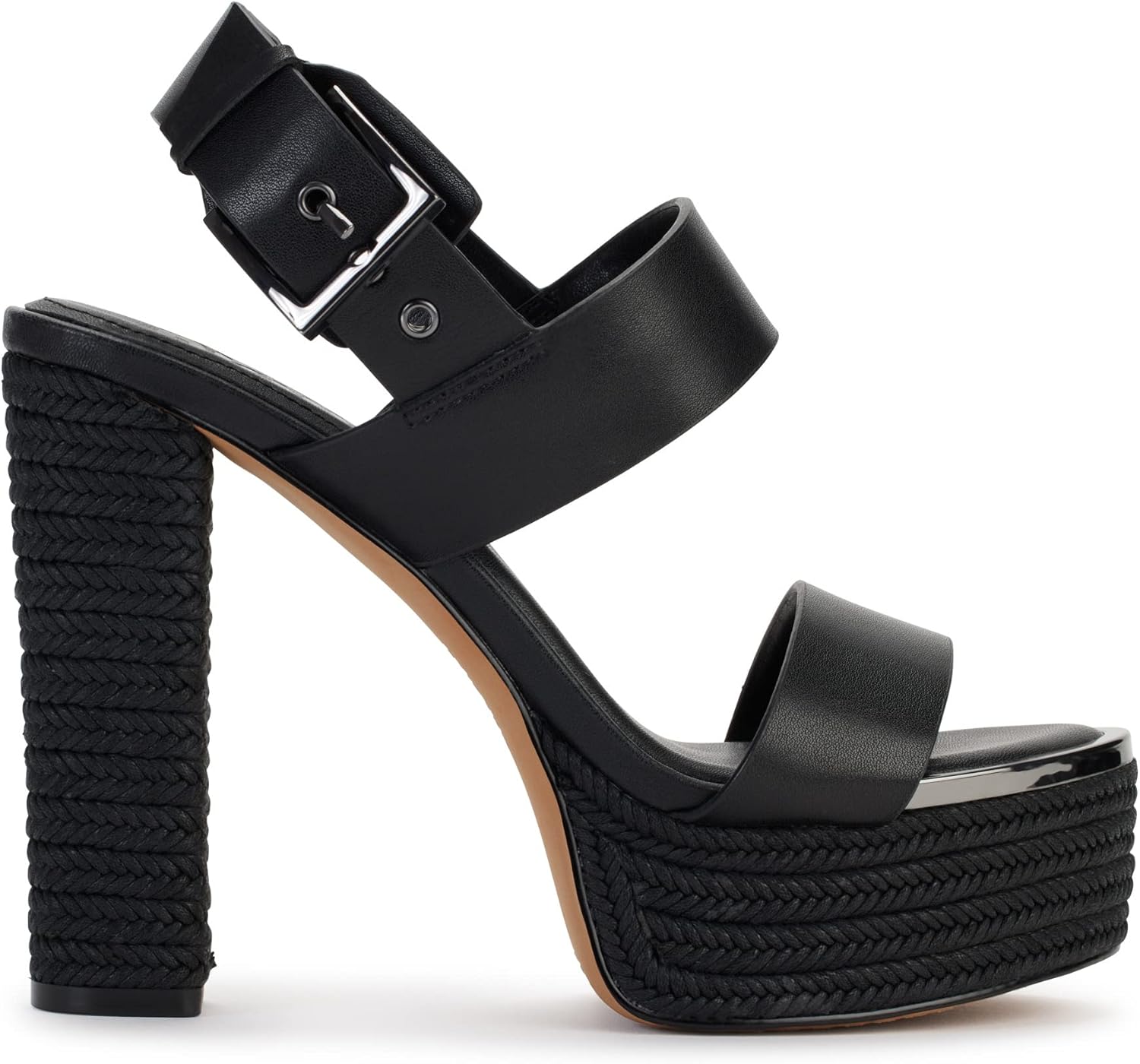 DKNY Women's Yadira Double Strap Platform Heel with Belt Detail Heeled Sandal - Image 5