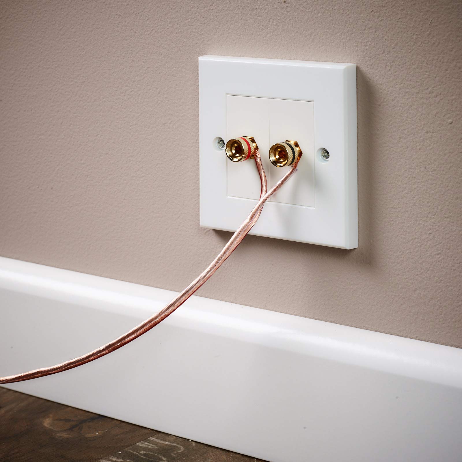 iSynq Single Channel Speaker Faceplate/Wall Outlet, Red & Black, Gold Plated Binding Post Connectors - Image 4