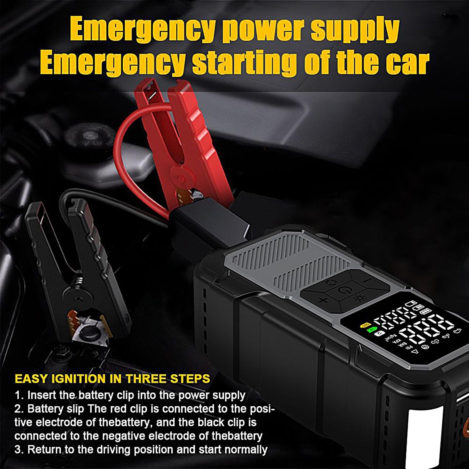 Avviatore di emergenza per automobili, funzione power bank compatta, LE int | Avviatore di emergenza a batteria per esterni Per gonfiare i pneumatici 'auto durante i lunghi viaggi, per strade urbane,