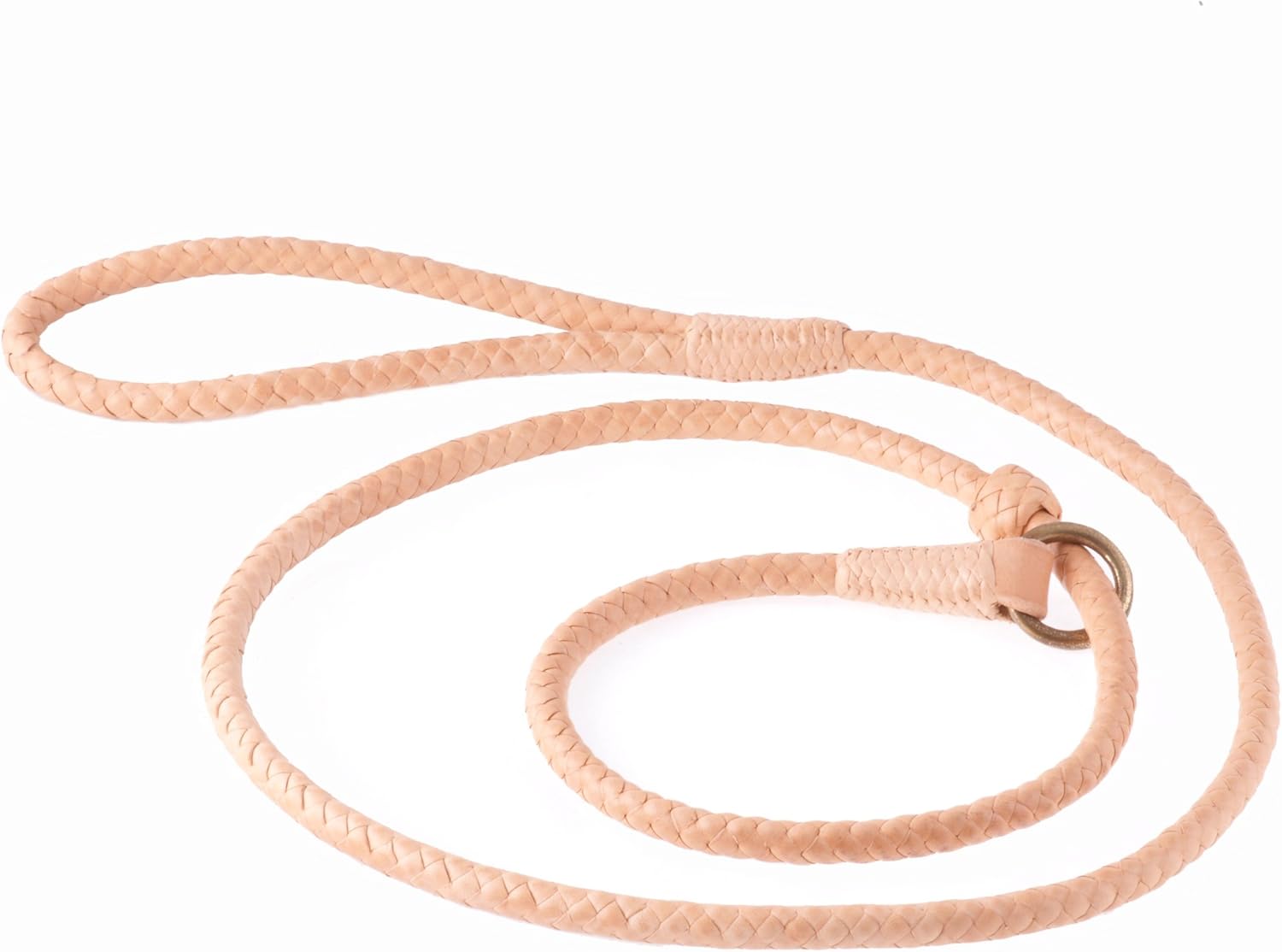 Alvalley Braided Leather Dog Leashes with Stopper - Pet Slip Leads for Dogs - Soft Gentle Leash - Adjustable for Small, Medium, Large & Extra Large Dogs (Brown and White, 6ft Long, 3/16in Thick)