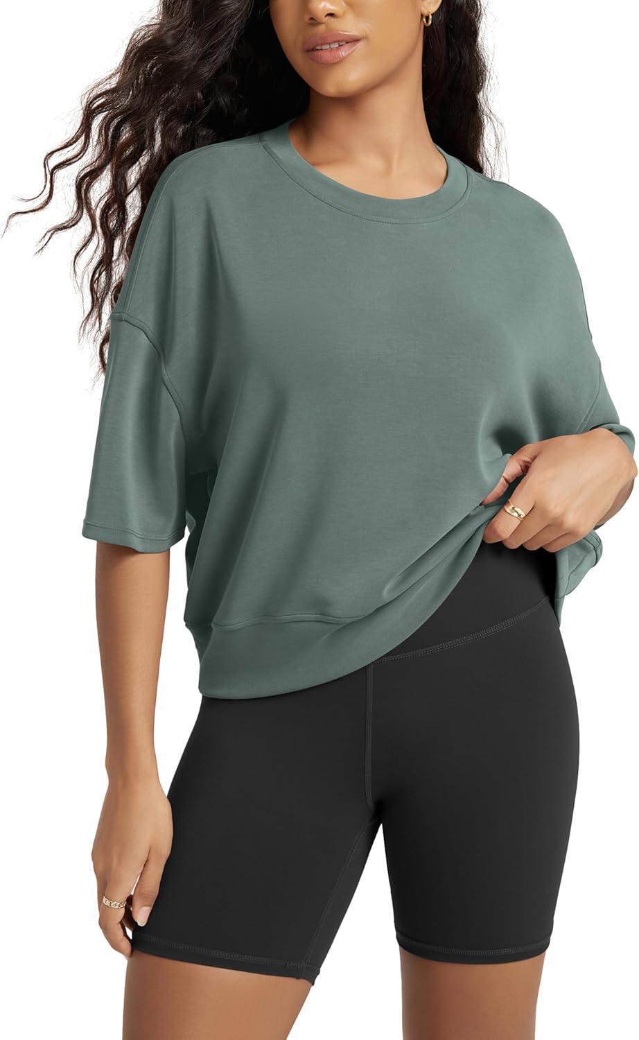 ODODOS Modal Soft Short Sleeve T-Shirts for Women Oversized Crew Neck Tee Relaxed Pullover Tops