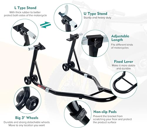 Miniatura 3 de Donext - Soporte para motocicleta (850 lb), tamaño U color negro