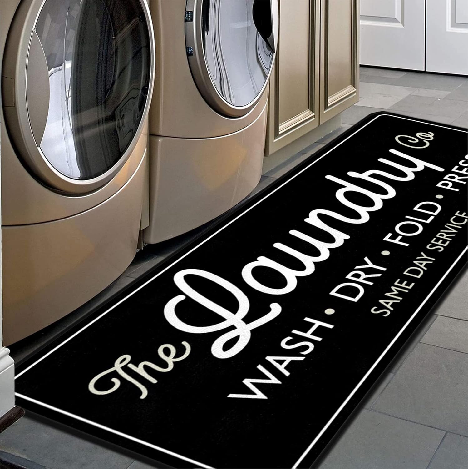 Farmhouse Laundry Room Rug Runner Non Skid Machine Washable Area Rugs