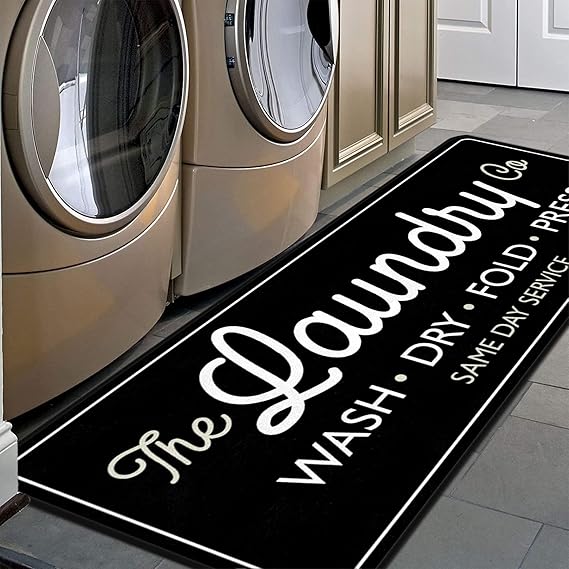 Farmhouse Laundry Room Rug Runner Non Skid Machine Washable