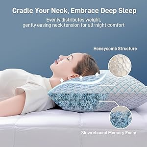 Alkyonos Shredded Memory Foam Cooling Medium Soft Bamboo Viscose Pillows King Set of 2, Adjustable Hypoallergenic Hotel Quality Pillows for Back, Stomach and Side Sleeper, Oeko-TEX Certified