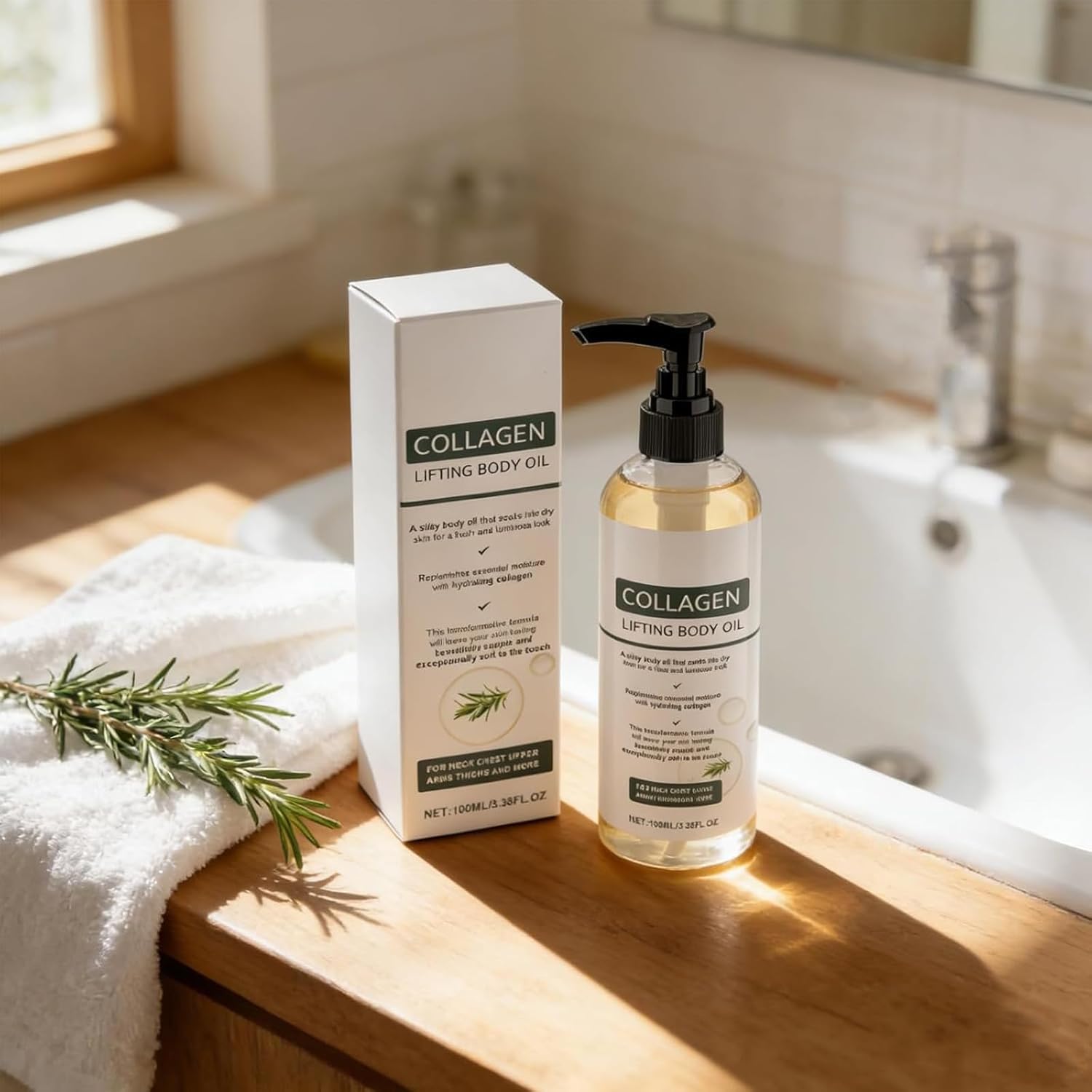 Collagen Lifting Body Oil, Collagen Oil For Firming, Skin-Revitalizing, Moisturizing Oil, Deep Hydration for a Lifted, Fast Absorbing Non-Greasy (2pc)