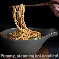 Vista 4 de Artena Tazón de Ramen con Palillos, Tazón de Cerámica para Fideos de 42oz, Tazón Grande para Sopa, Juego de Tazones para Pasta, Tazón Grande