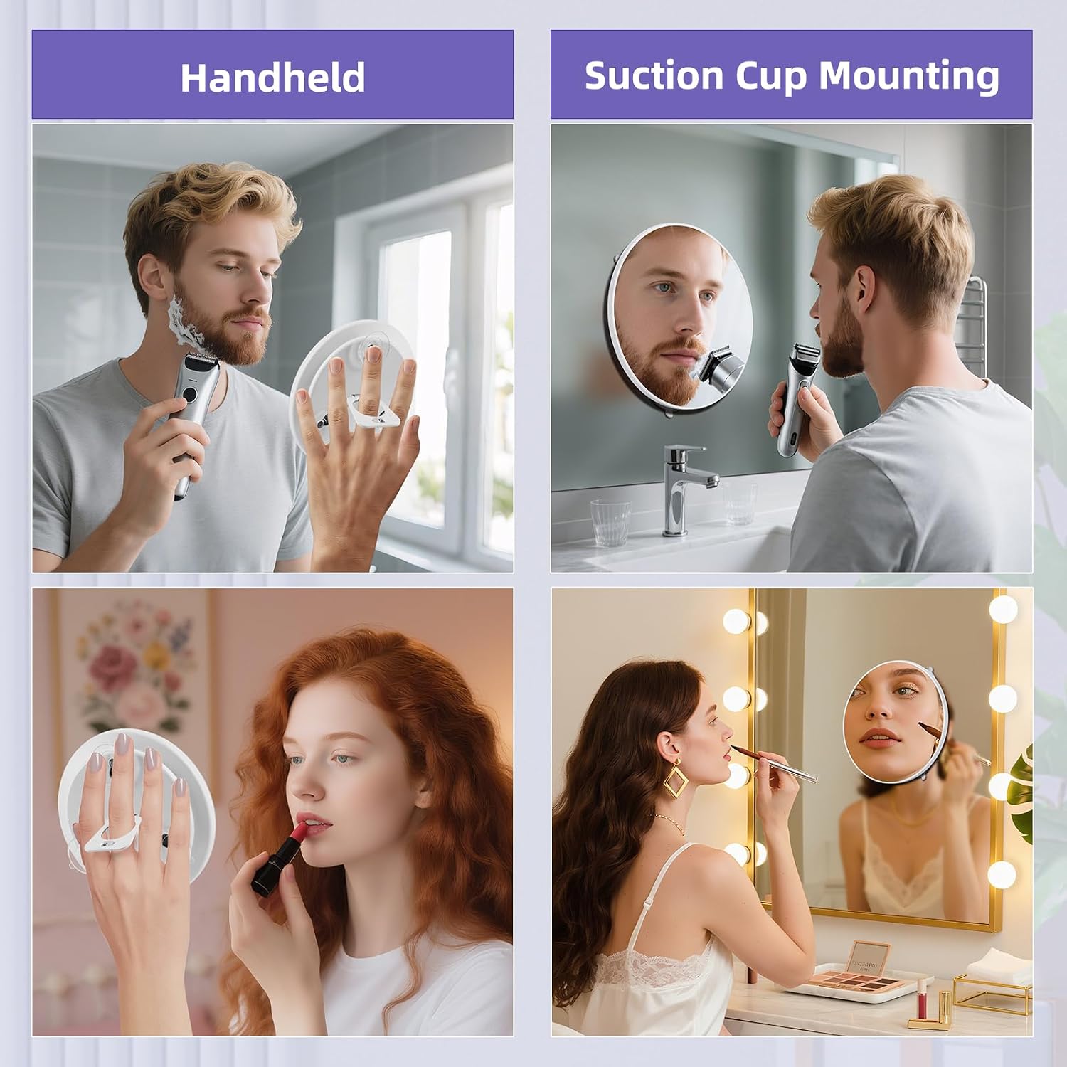 40X Magnifying Makeup Mirror, 5inch Handheld Travel Magnifying Mirror, Powerful 40x Magnification with 3 Suction Cups Easy Mounting, Makeup Magnification 40X for Men/Women Detail Work Essential
