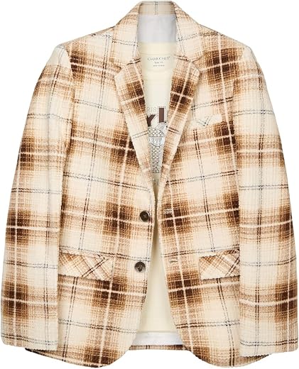 CHARCHIT Boys Full Sleeves Checkered Blazer with T-Shirt