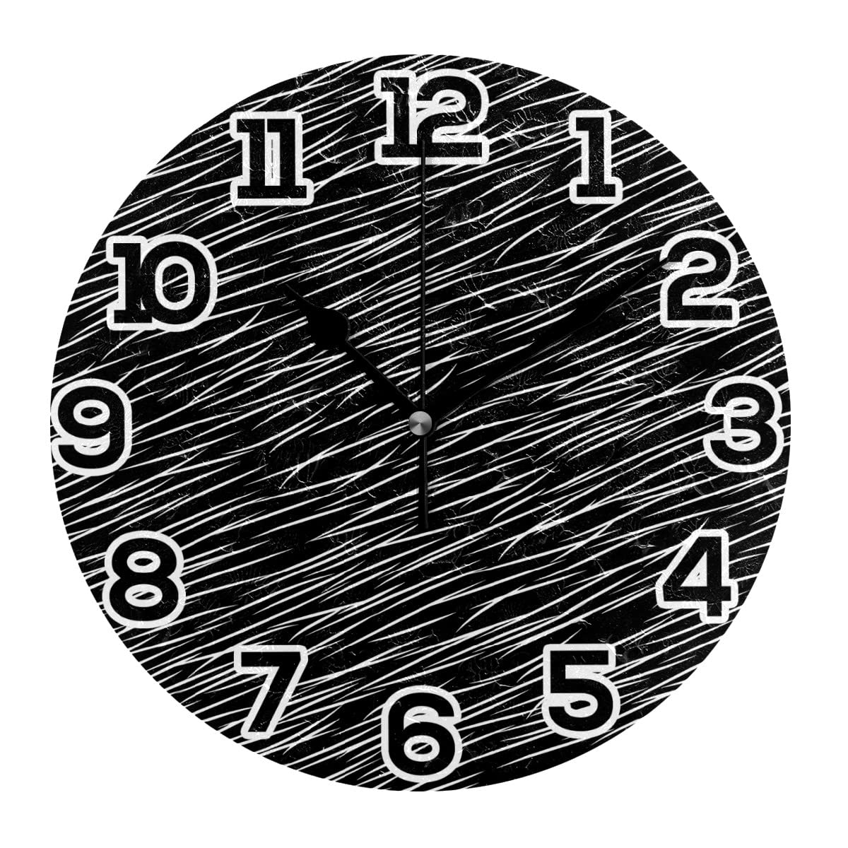 Horloge murale ronde en fourrure 25cm silencieuse pour chambre