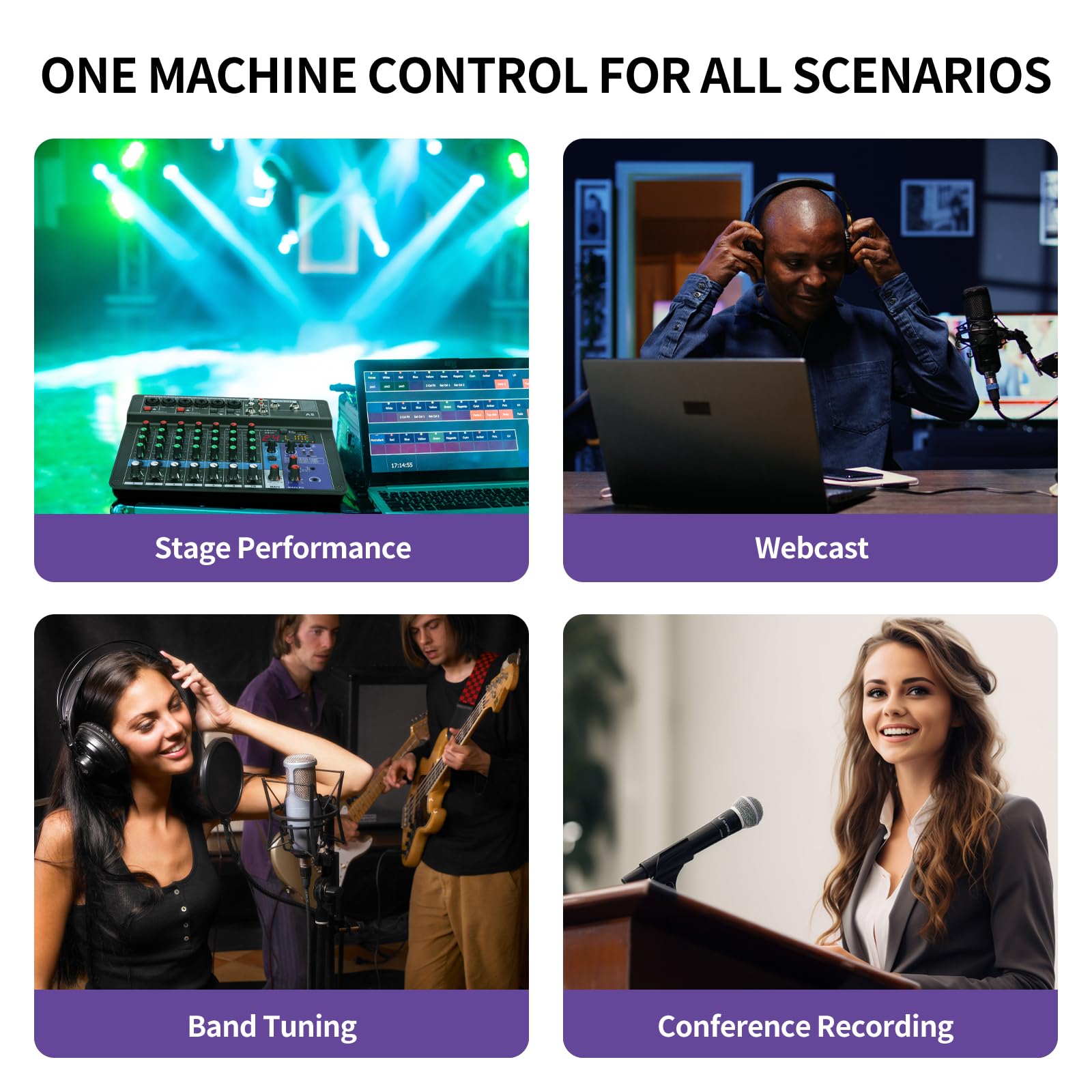 XTUGA A8 Audio-Mischpult, 8 Kanäle, mit USB-Mischpult, Bluetooth-Audio-Mixer und 48 V Phantomspeisung, Rückschleifenfunktion, ideal für Shows und Meetings