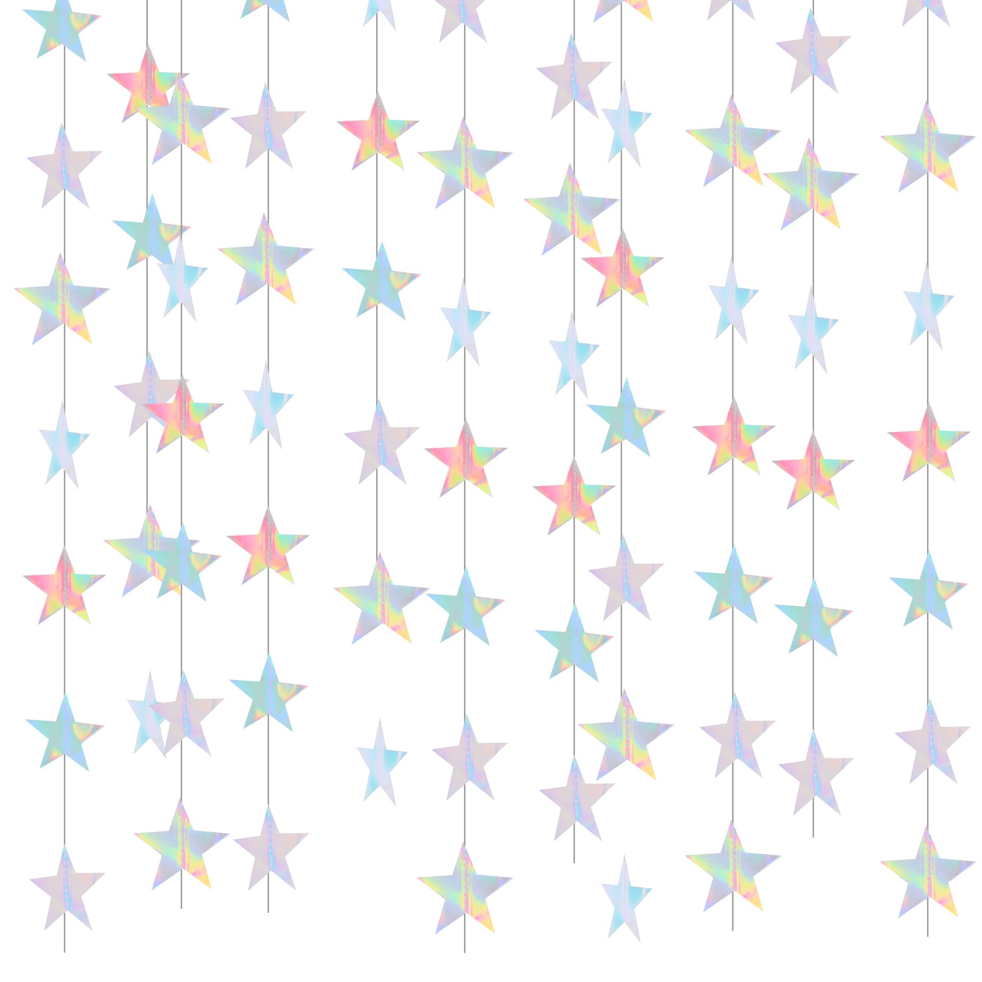 TONIFUL Laser Star Garland Glitter Twinkle Banner Star Bunting Hanging Decorations for Party Backdrop Christmas Graduation Birthday Wedding Baby Shower New Year Home Decor（78 feet）
