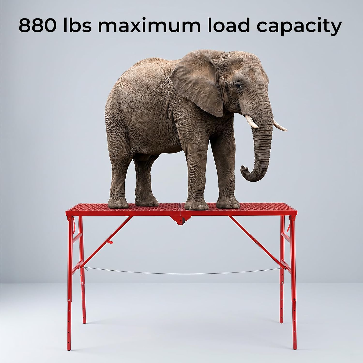 Scaffolding Platform, 880LBS Foldable Work Platform 6-Gear Height (33"-53") | Alloy Steel Portable Work Ladder for Standard Staircase Painting Wiring Car Wash Home Decor & Industrial Maintenance