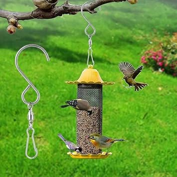 Wind Spinner Accessories, 360° Stainless Steel S Hook Clips for Outdoor Wind Spinners, Spinning Windsocks, Kites, Flower Pots, Bird Feeders, Flags (10pcs)
