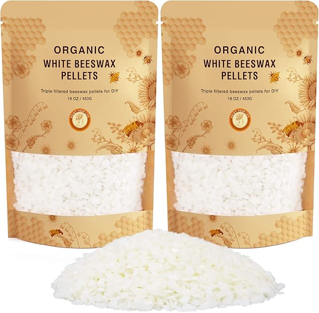 White Beeswax Pellets, Beeswax for Candle Making, Beeswax Pellets Cosmetic Grade Eco Friendly Products, Organic Beeswax for Body, Skin Care DIY, Lip Balm and Soap Making Supplies [ 1000g ]