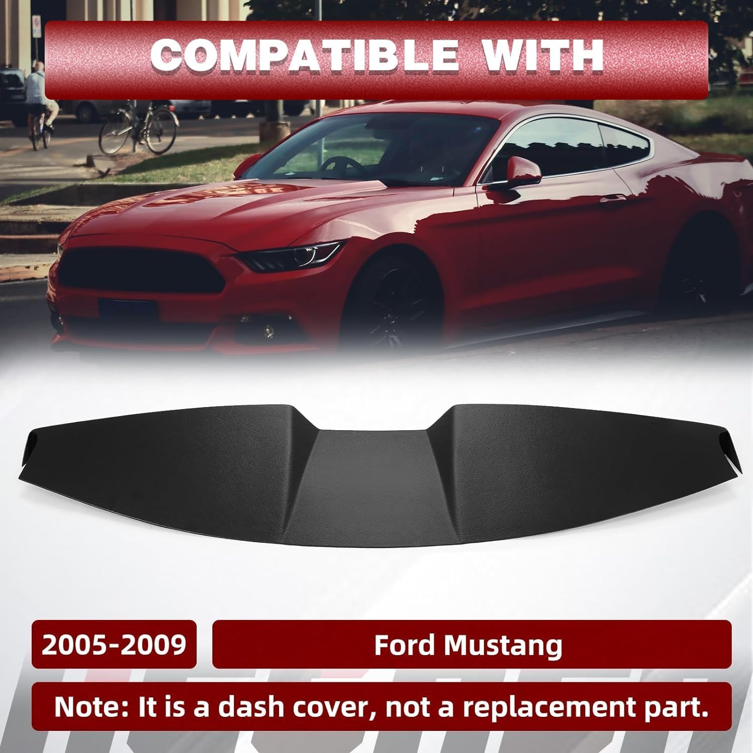 HECASA Dashboard Cover Compatible with 2005-2009 Ford Mustang Dash Board Cover Cap Overlay Dashboard ABS Plastic Primer Black