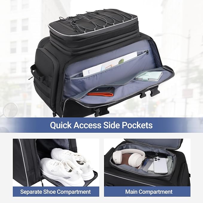 Bolsa de equipaje para moto MOSISO 42-48 L negra miniatura 4