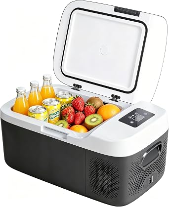 Simple Deluxe 12 Volt Refrigerator, 17QT Single Zone Electric Cooler, Car Fridge -4F-68F, Portable Refrigerator 12/24V DC 100-240V AC, Portable Freezer for Travel RV Camping Boat Home
