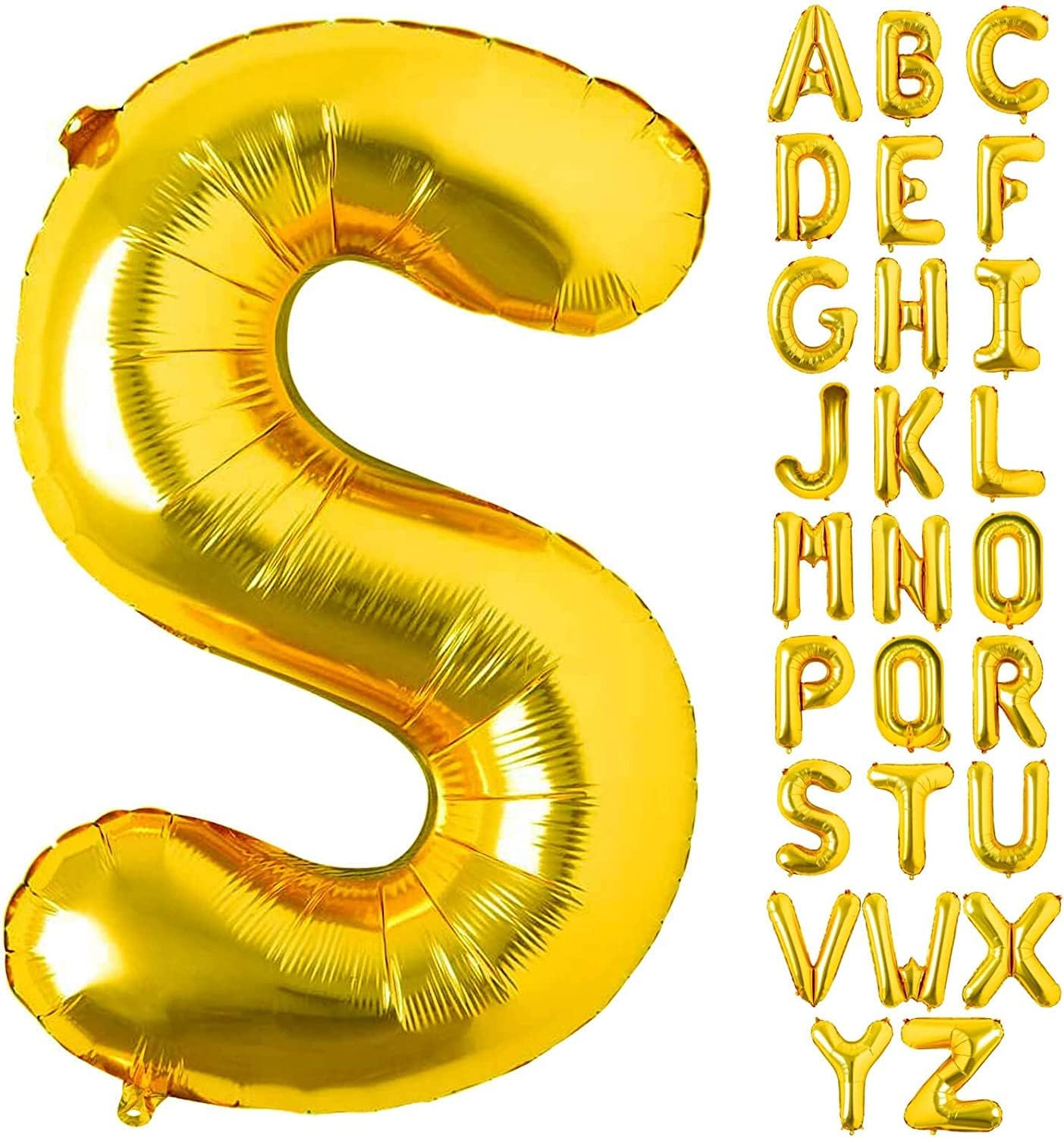 Goldedge Large Gold Letter S Balloons Helium Balloons,Foil Mylar Big for Birthday Party Anniversary Supplies Decorations, Gold, 32 Inch S229-SG