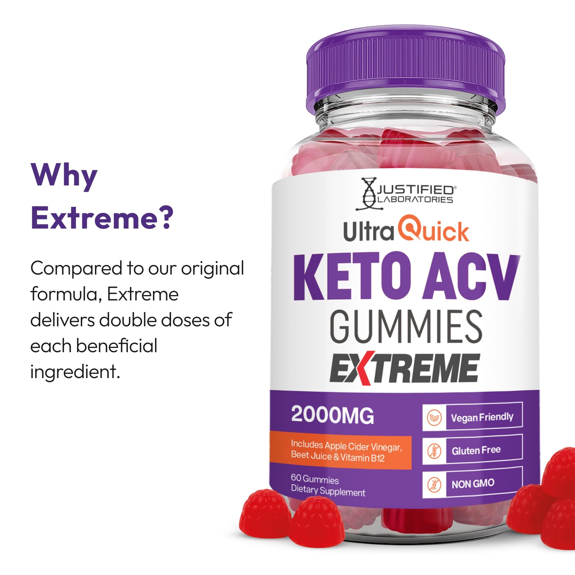 Justified Laboratories Ultra Quick Keto ACV Gummies Extreme (2000 mg) — Amazon image 7