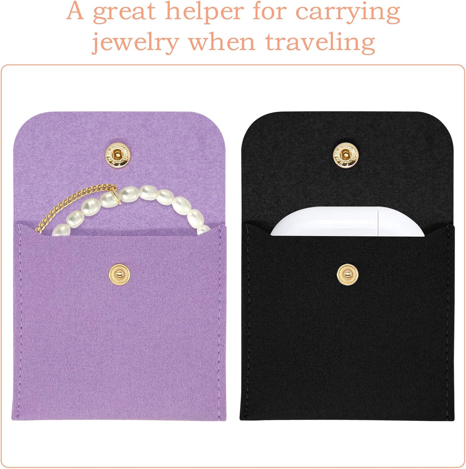4Pcs Mini Travel Jewelry Bag, Small Travel Jewelry Organizer 2 Middle & 2 Small Jewelry Organizer, Pouch Foldable for Necklaces Earrings Rings, Life Essentials for Women