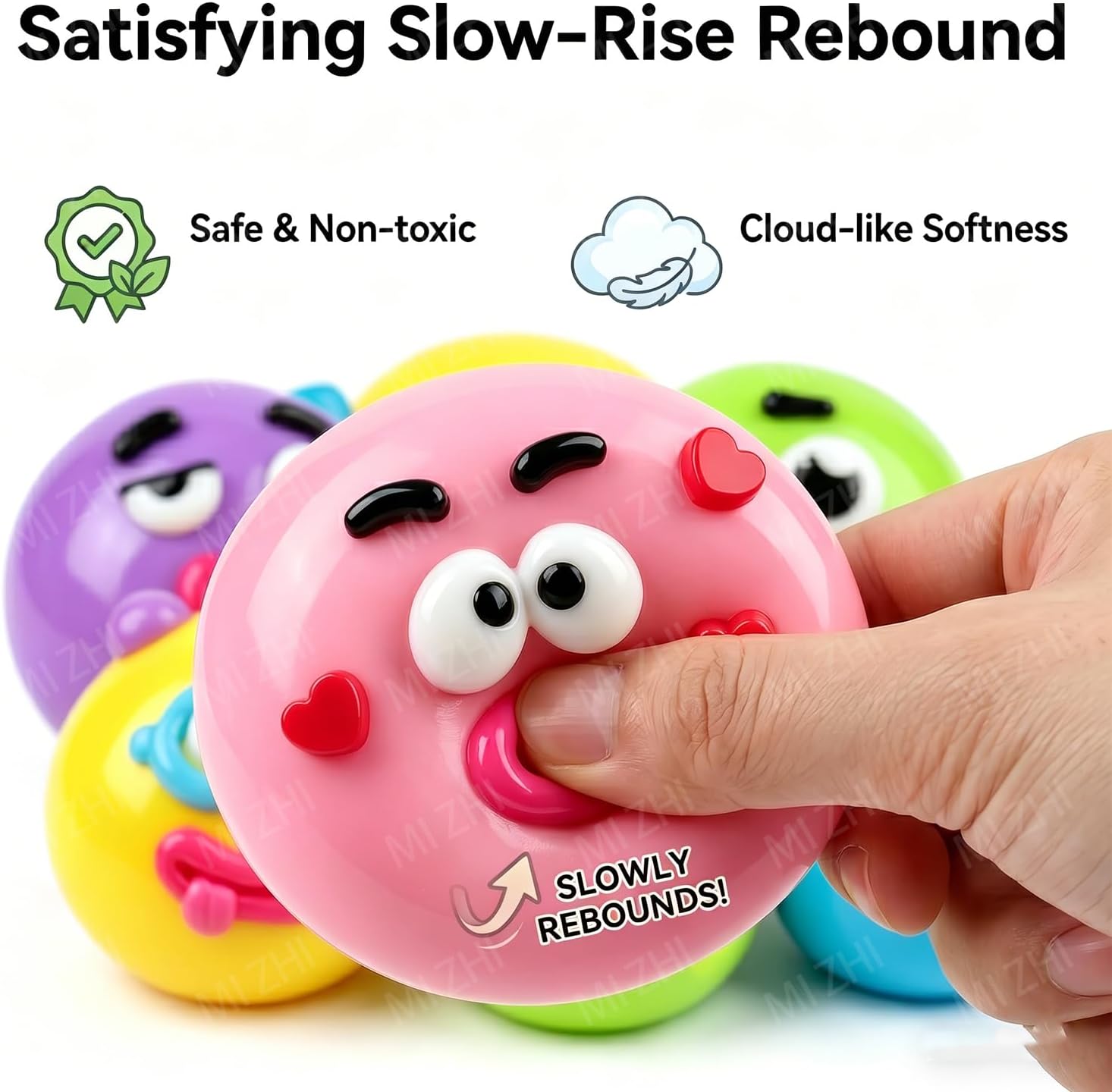 Smushers Squishy, Curiosities Dog Face Swap Squishy Toy, Soft Moldable Cute Slow Rise Squeeze Toy, Relaxing Sensory Fidget Toy Fun Desk Accessory for Adults (Blue)