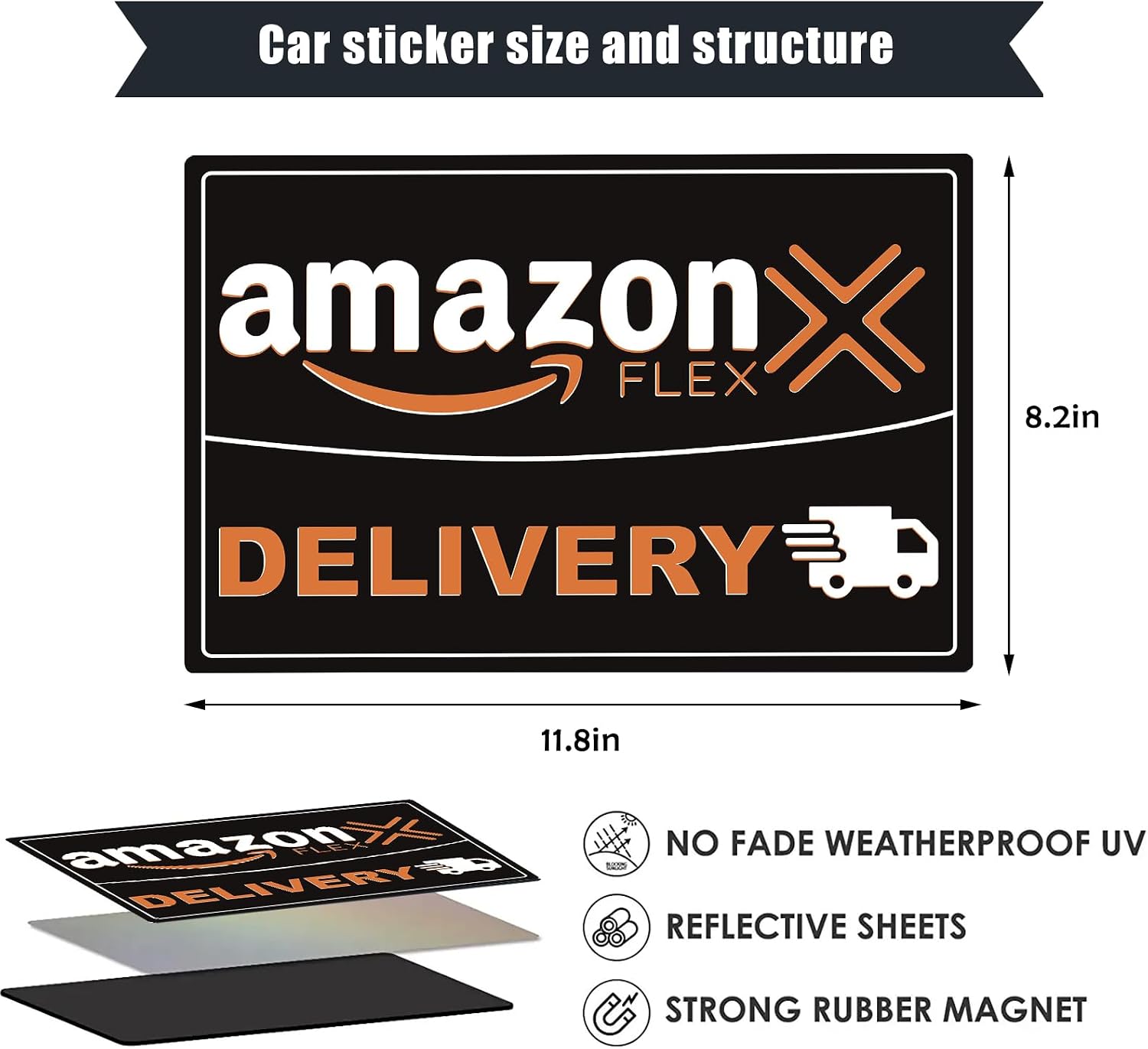 2-Pack Heavy Duty Delivery Driver Car Magnets – Strong Magnetic Signs for Frequent Stops, Waterproof & Reusable Vehicle Decals (Black)