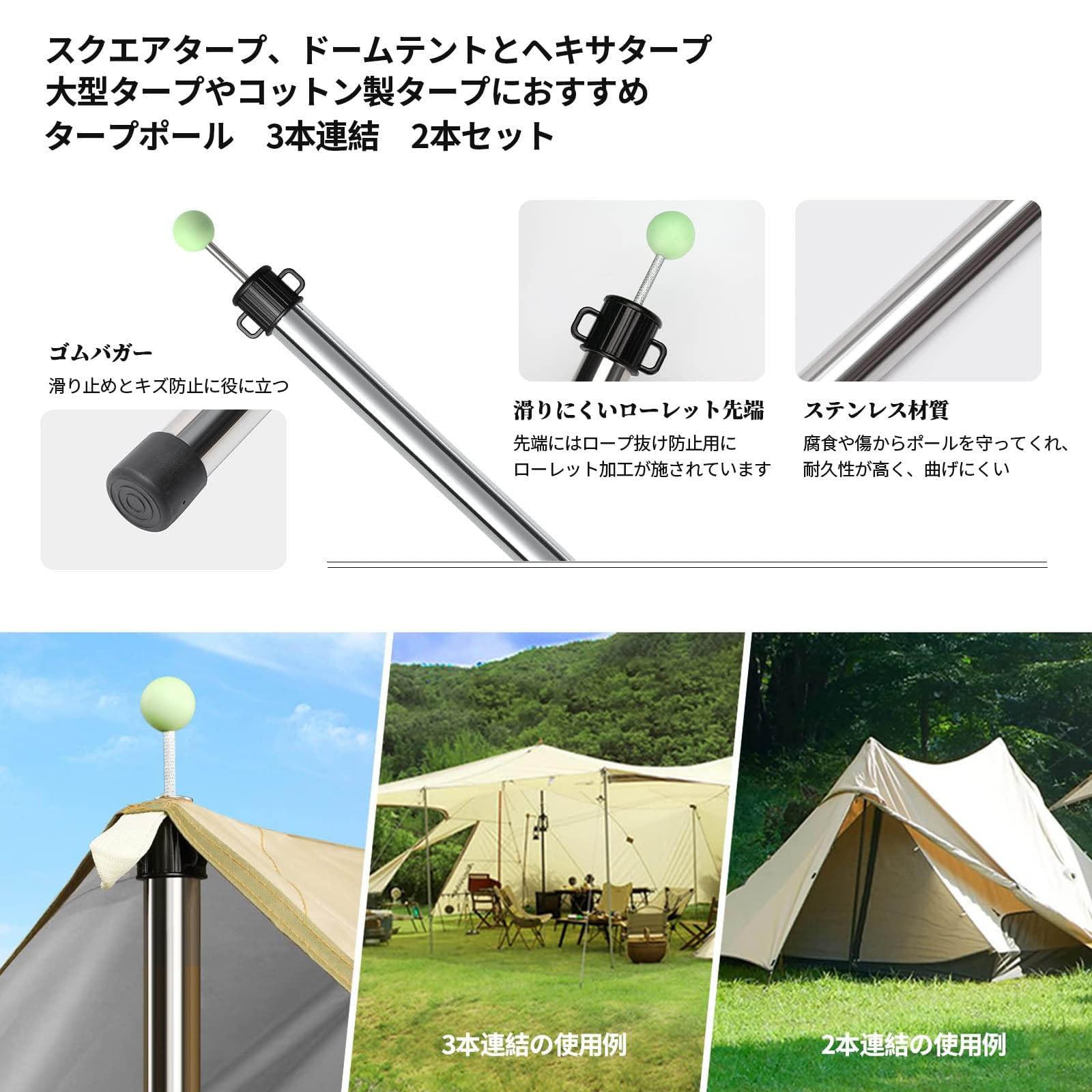Amazon.co.jp: SAEYZ テントポール タープポール ステンレス製 頑丈 2