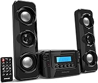 Philco Compact CD Bluetooth Stereo Shelf System with FM Radio, USB Playback, AUX, Remote & LCD Display - Black