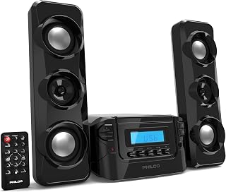 Philco Compact CD Bluetooth Stereo Shelf System with FM Radio, USB Playback, AUX, Remote & LCD Display - Black