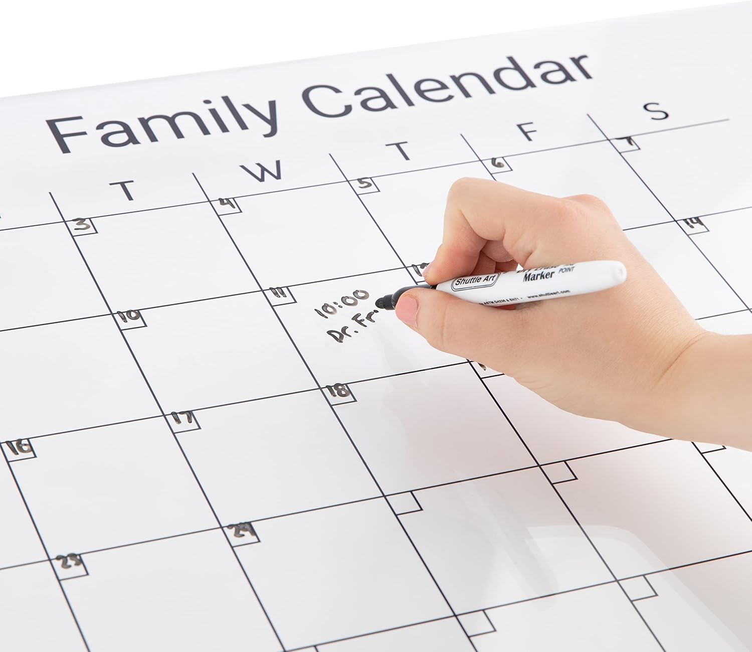 ArtToFrames Clear Acrylic Dry Erase Board - 16x24 Inch with Black Standoff Wall Mount Hardware and Monthly Family Calendar Design