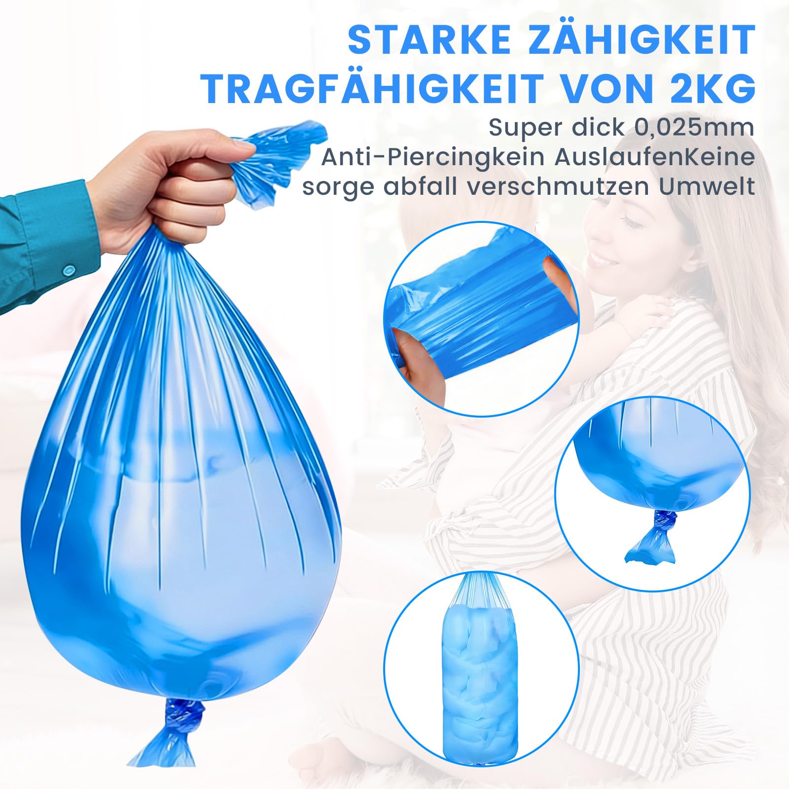 18 Stück Windeleimer Nachfüllkassetten Nachfüllfolie Abdichtung Zähigkeit, 4.5M Nachfüllbeutel Verbesserte Geruchsresistenz und Haltbarkeit Kompatibel mit Windeleimer & Katzenstreueimer - 5