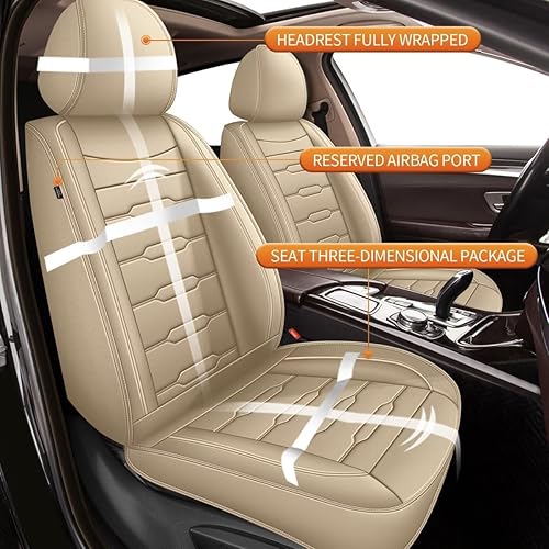 Miniatura 3 de AOMSAZTO Funda de asiento de coche compatible con Hyundai Kona 2018 2019 2020 2021 2022 2023 solo 2 asientos delanteros de cuero protector de cojín