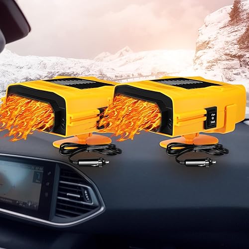 Baquler 2 piezas de 12 V 150 W ventilador de calentador de coche de invierno desempañador y descongelador calentadores de asiento 2 en 1 calentador