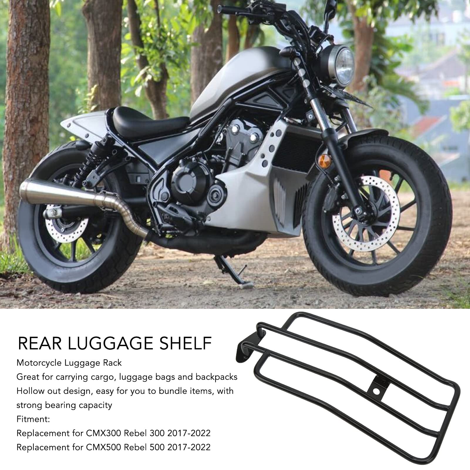 Bagagedrager Rebel 500 Aramox Motor Bagagerek - Achterlichten Rack Met Zitplank Voor Honda CMX500 Rebel 500 (2017-2022) Aramox Achterrek Voor Honda Rebel 500