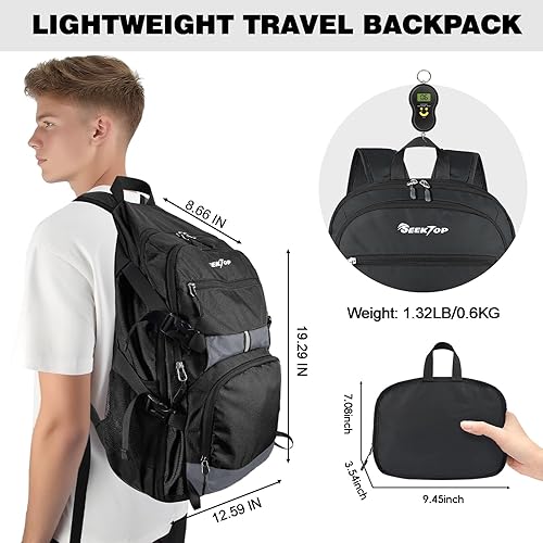 Miniatura 6 de Seektop Mochila de senderismo de 40 L plegable para mujeres y hombres, mochila de viaje ligera para llevar en el trabajo, negocios, ocio y trabajo