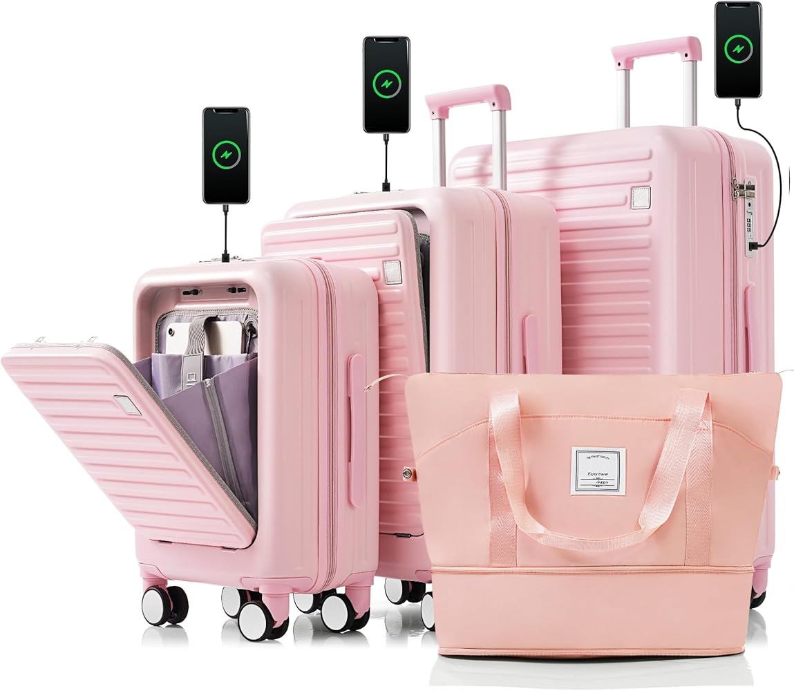 Amazon.com | RUNNA Luggage Set of 4,20,24,28inch with USB Port,20