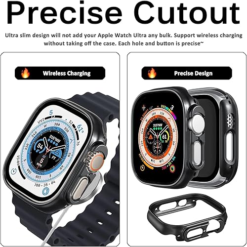 Miniatura 6 de Miimall Funda compatible con Apple Watch UltraUltra 2 de 1.732 pulgadas (1.929 in), PC dura sin protector de pantalla, cuerpo completo,