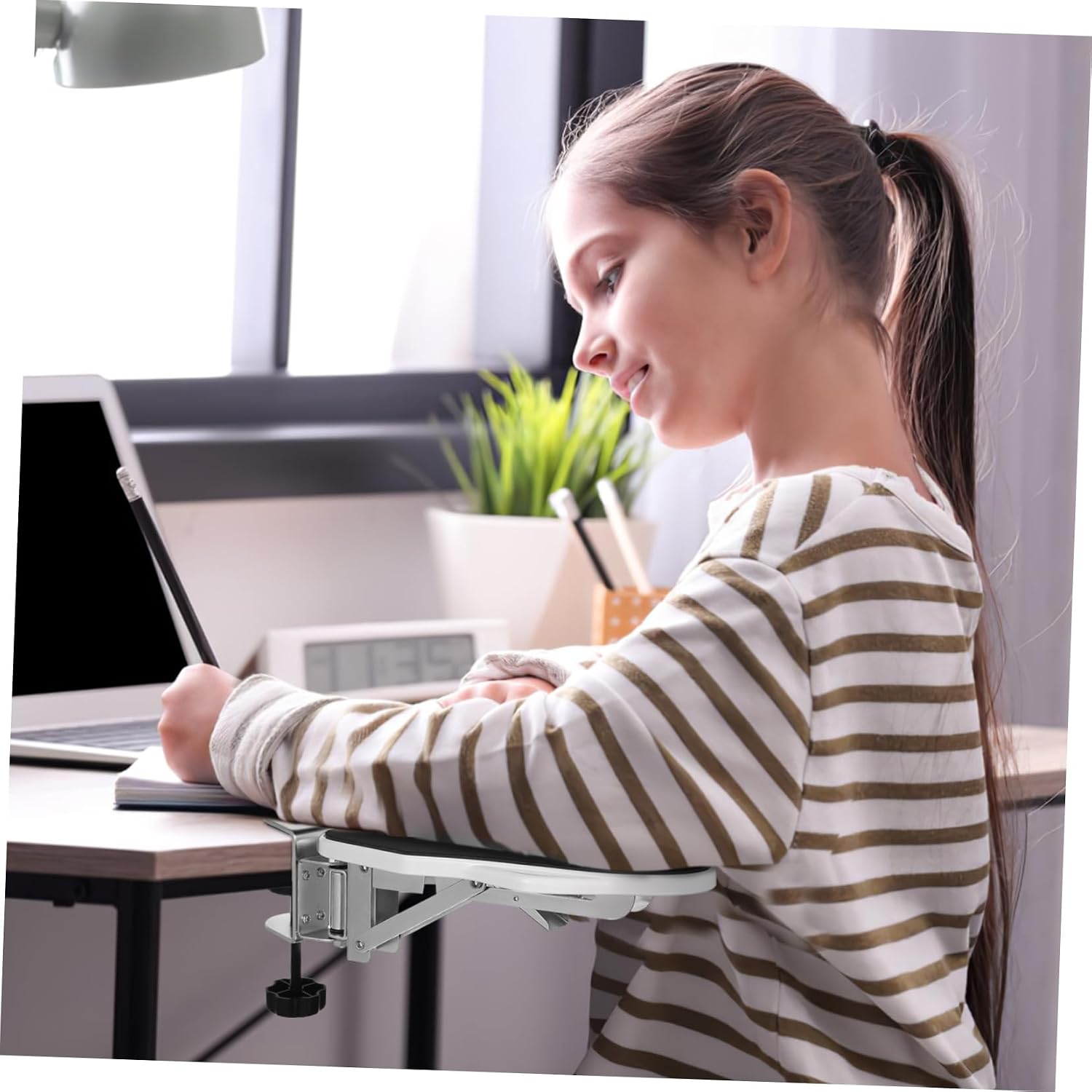 TEHAUX Ergonomic Computer Desk Armrest Clamp Extender Wrist Rest for Office Gaming