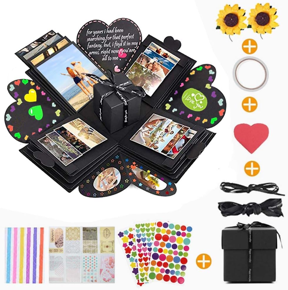 Explosion Box,Creative Mother's Day Gift Box,DIY Handmade Photo Album Scrapbooking Gift Box,Surprise Handmade Gift Box Memories Box for Christmas Gift,Wedding,Valentine's Day (2)