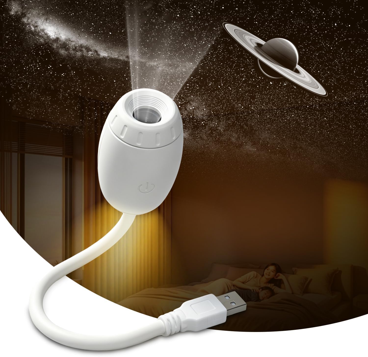 Galaxy Projector Night Light for Bedroom - 2 in 1 USB Starry Sky Led Lamp