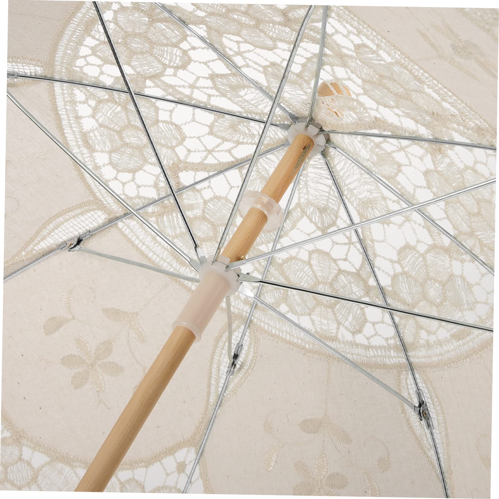 minkissy Hochzeits Lace Regenschirm für Fotografie und Dekoration Handgefertigter Parasol mit Zarter Spitze für Hochzeiten Kostümpartys und Bühnenaufführungen Beige Groß