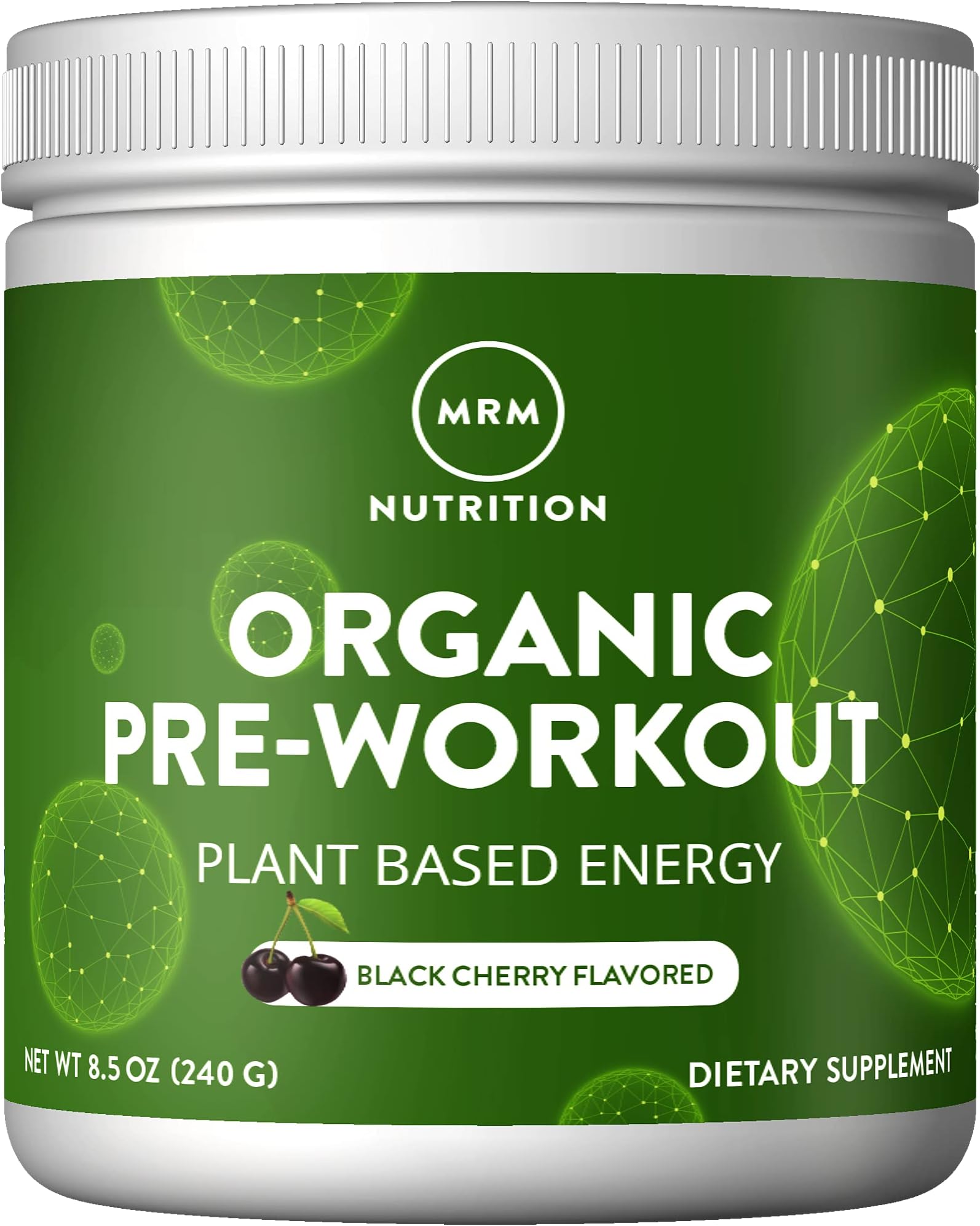 Nutrition Organic Pre-Workout Powder - Women & Men, 150 mg Natural Caffeine & Adaptogens, Pure Energy, Focus & Blood Flow, Vegan, Certified Organic, Non-GMO - 20 Servings, Black Cherry Flavor