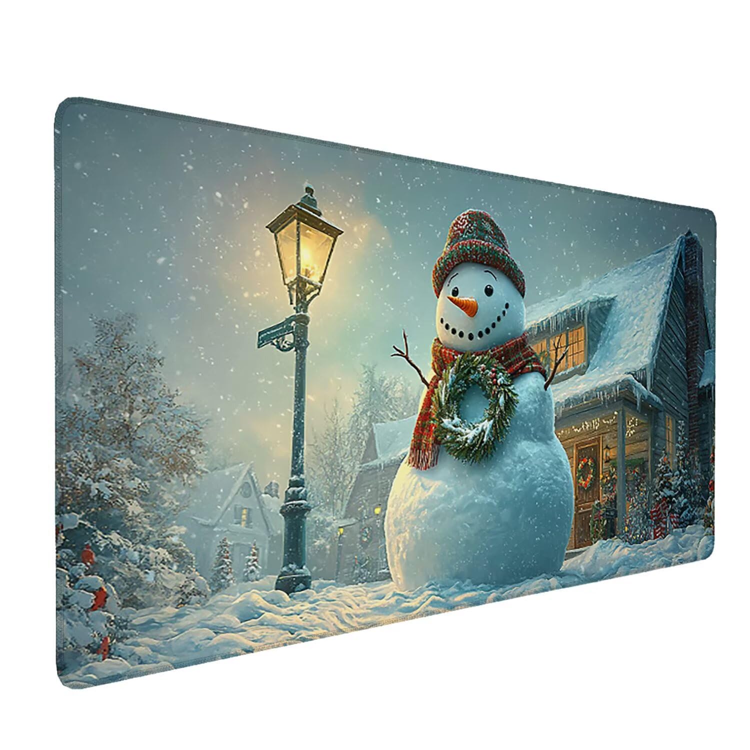 Podkładka pod mysz do gier XXL Mousepad 1000 x 500 mm, duża podkładka pod biurko z antypoślizgową gumową podstawą dla graczy, poprawia precyzję i szybkość (bałwan) X-931