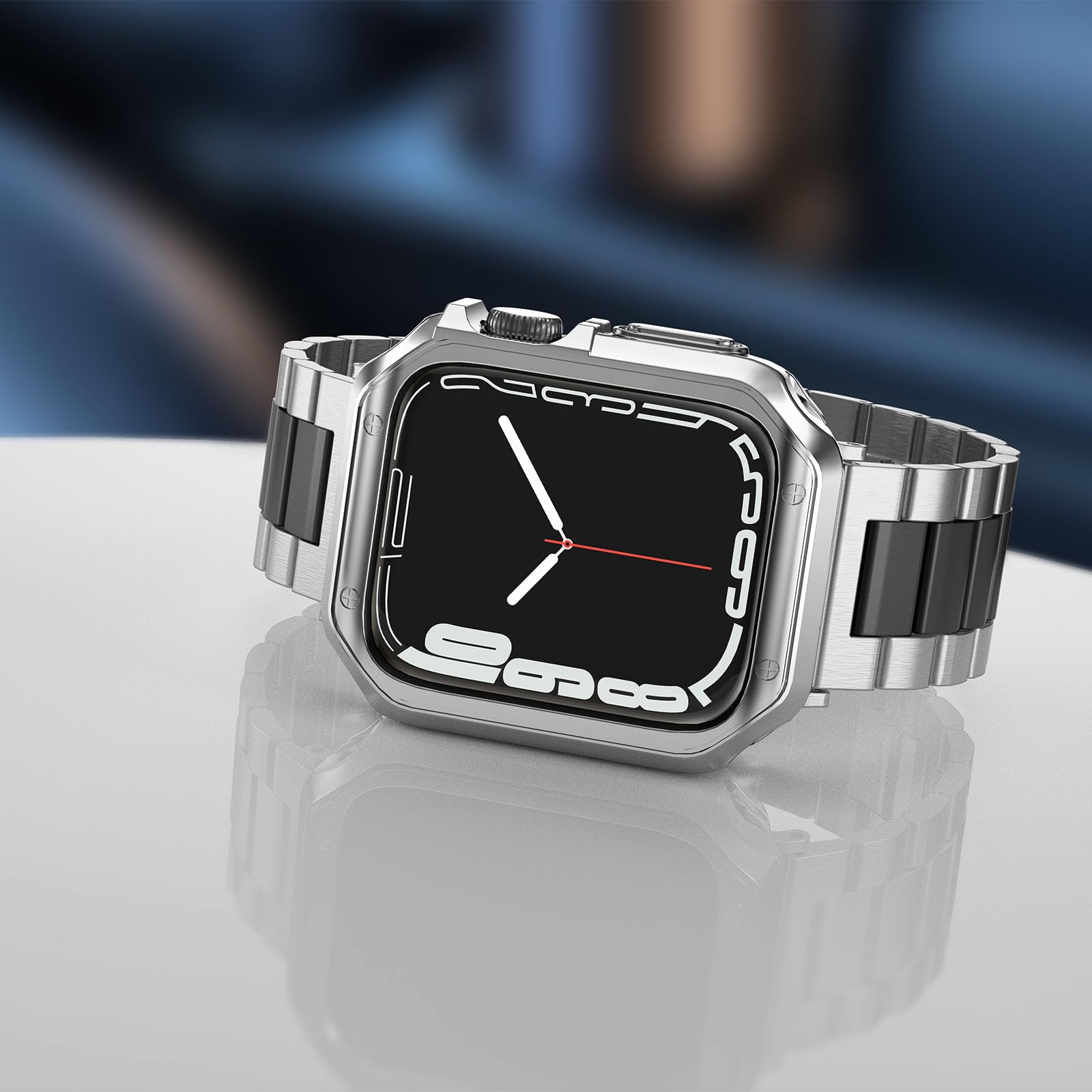Kompatybilny z zegarkiem Apple Watch i etui, metalowy łańcuszek ze stali nierdzewnej z osłoną TPU do i-Watch Ultra Ultra2 Series 9 8 7 6 5 4 3 2 1 SE